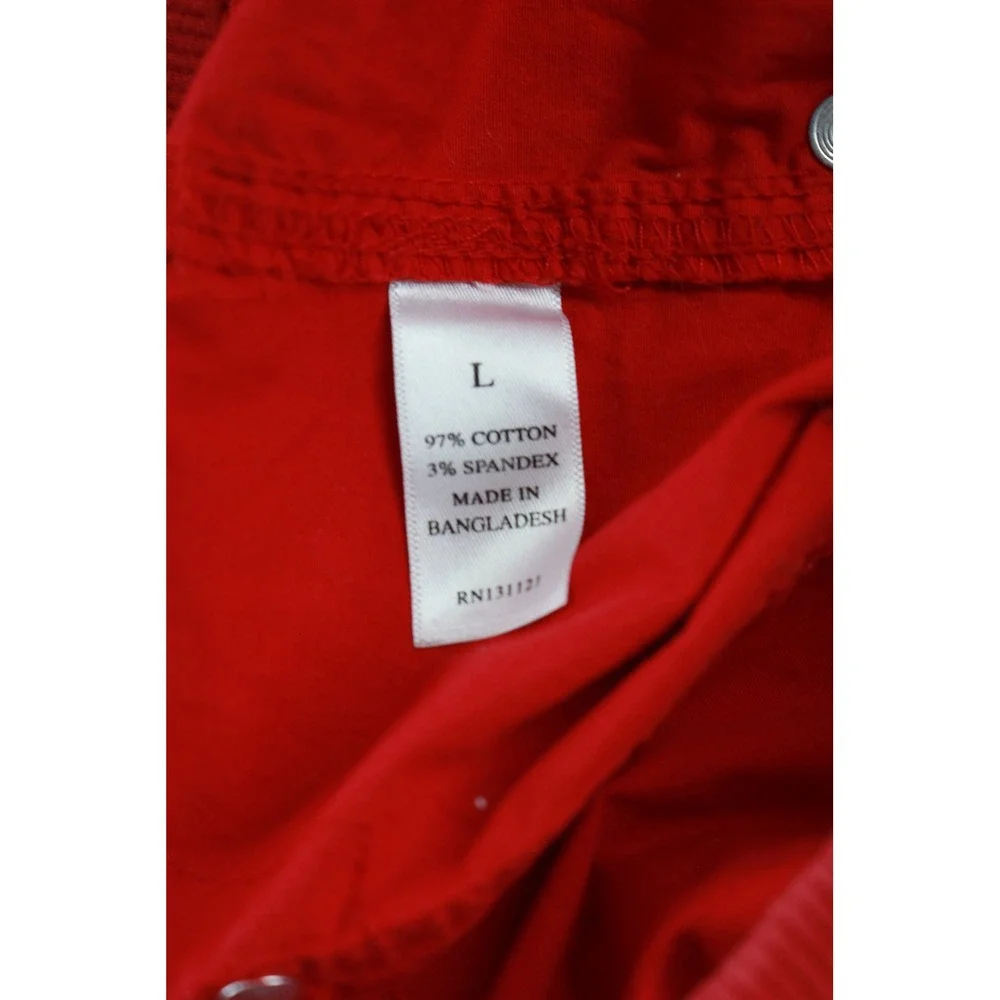 Dash Shorts Womens L Red Pull On Cotton Blend Drawstring Casual Ribbed Waistband